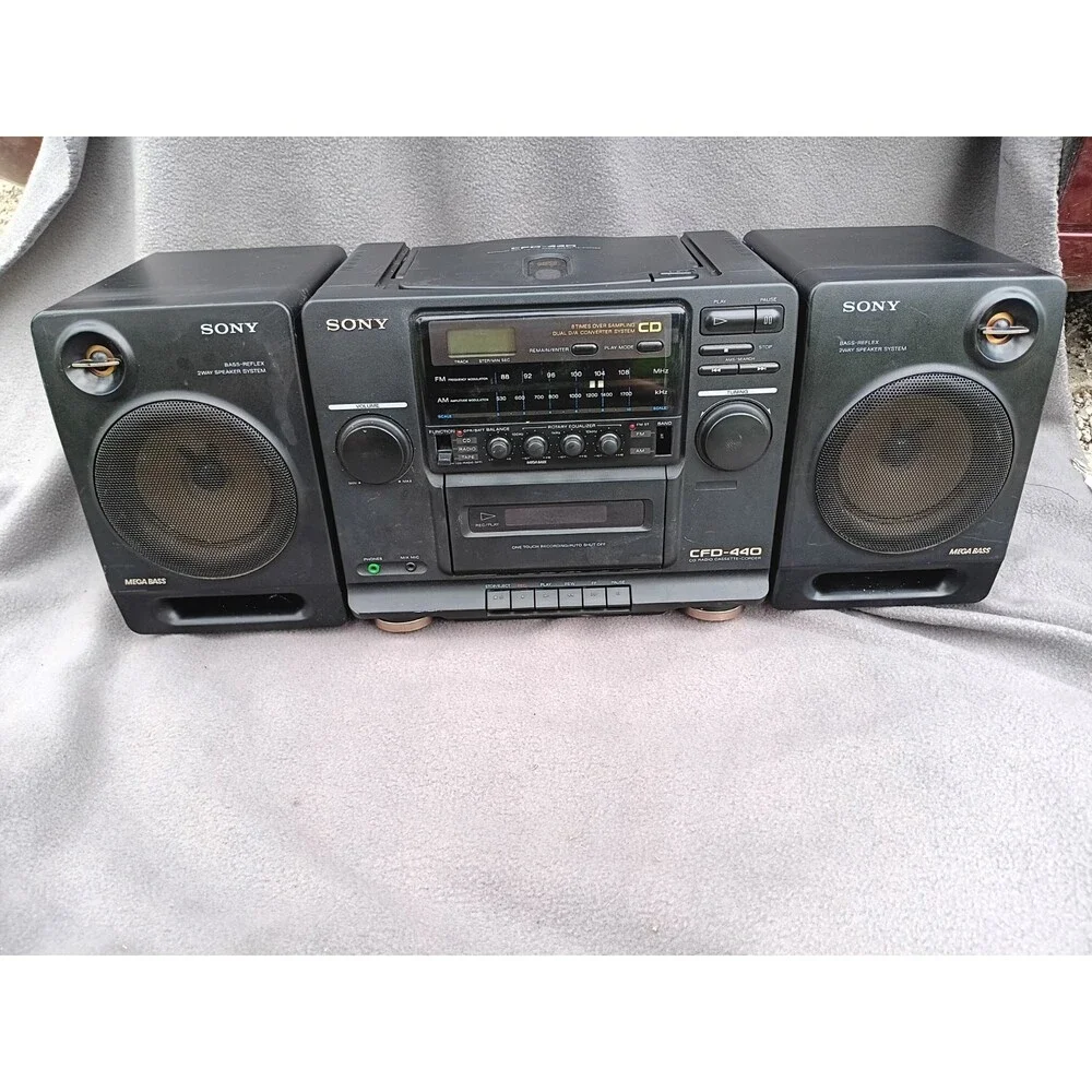 Sony CFD‑440 Boombox AM/FM CD Cassette Player Portable Stereo Tested Working